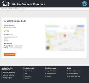 Motorradhändler - Profil Übersicht